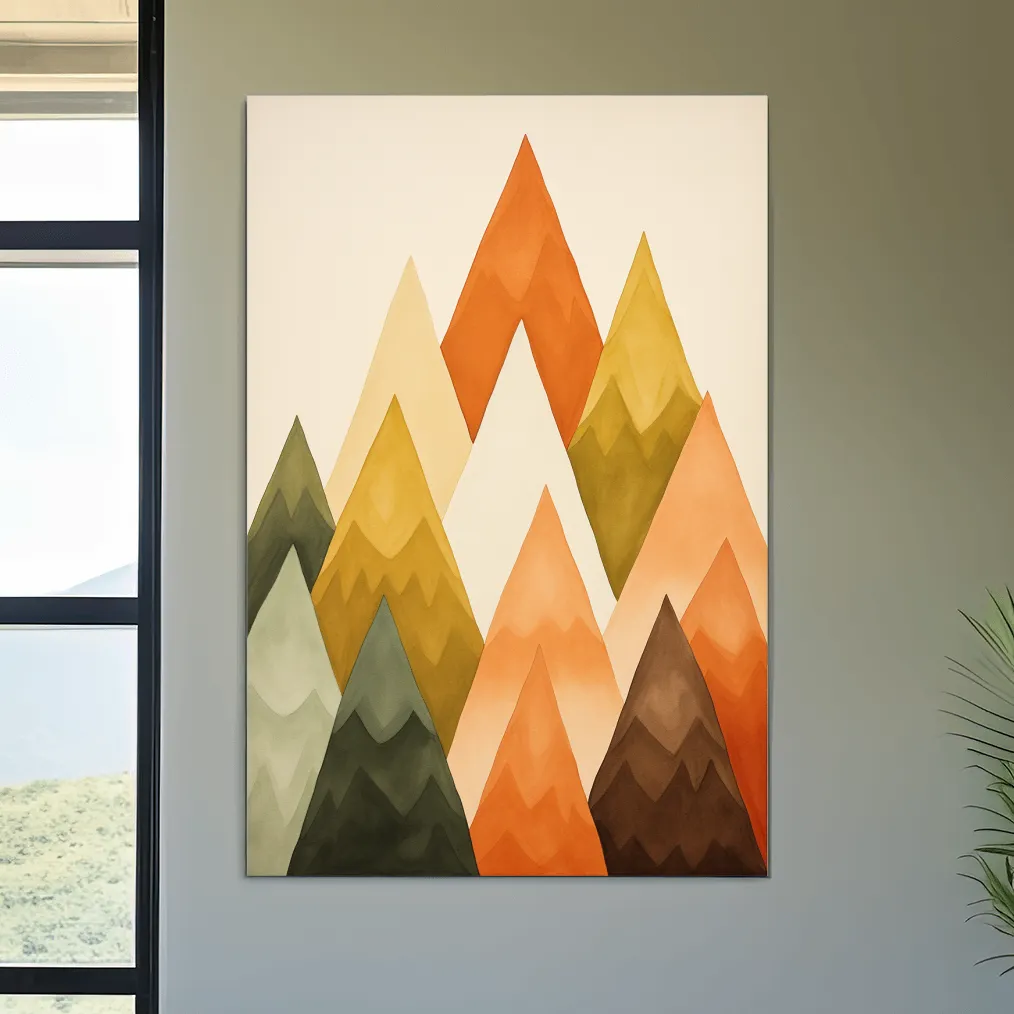 Minimalist Geometric Watercolor Mountains - Modern Scandinavian Landscape Wall Art