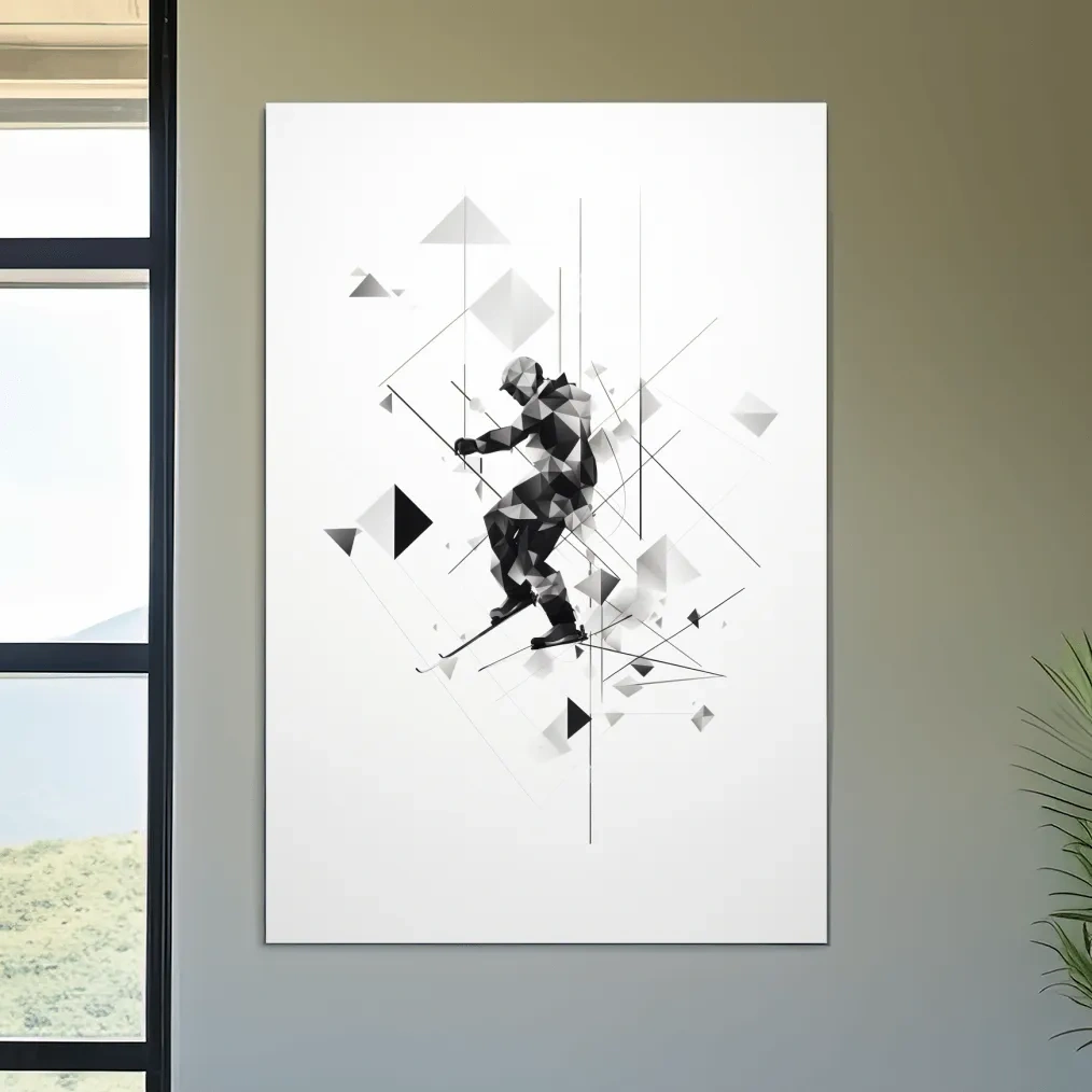 Abstract geometric painting of a skier