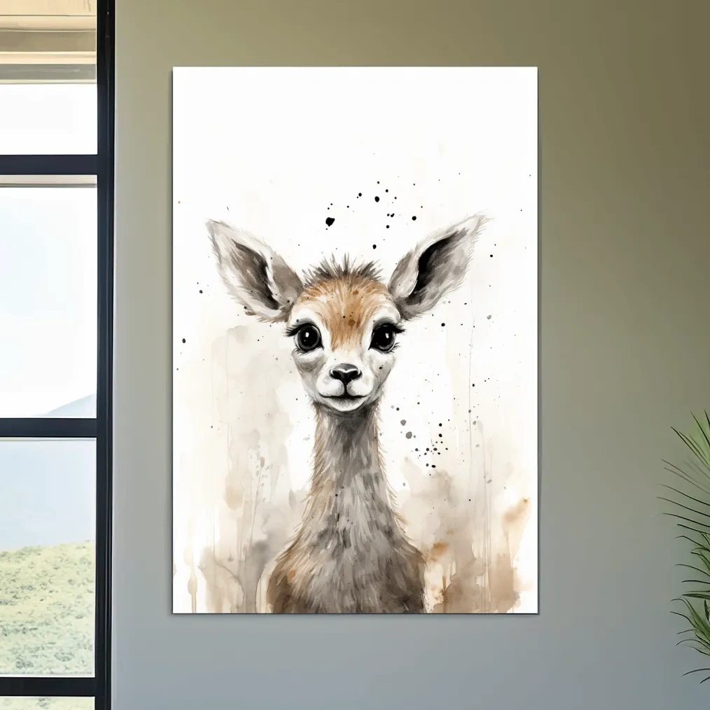 Watercolour illustration of a deer fawn