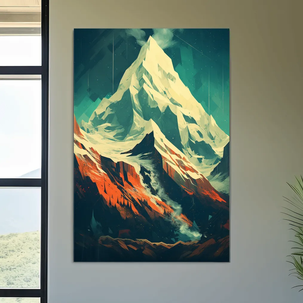 Retro style mountain glacier art poster