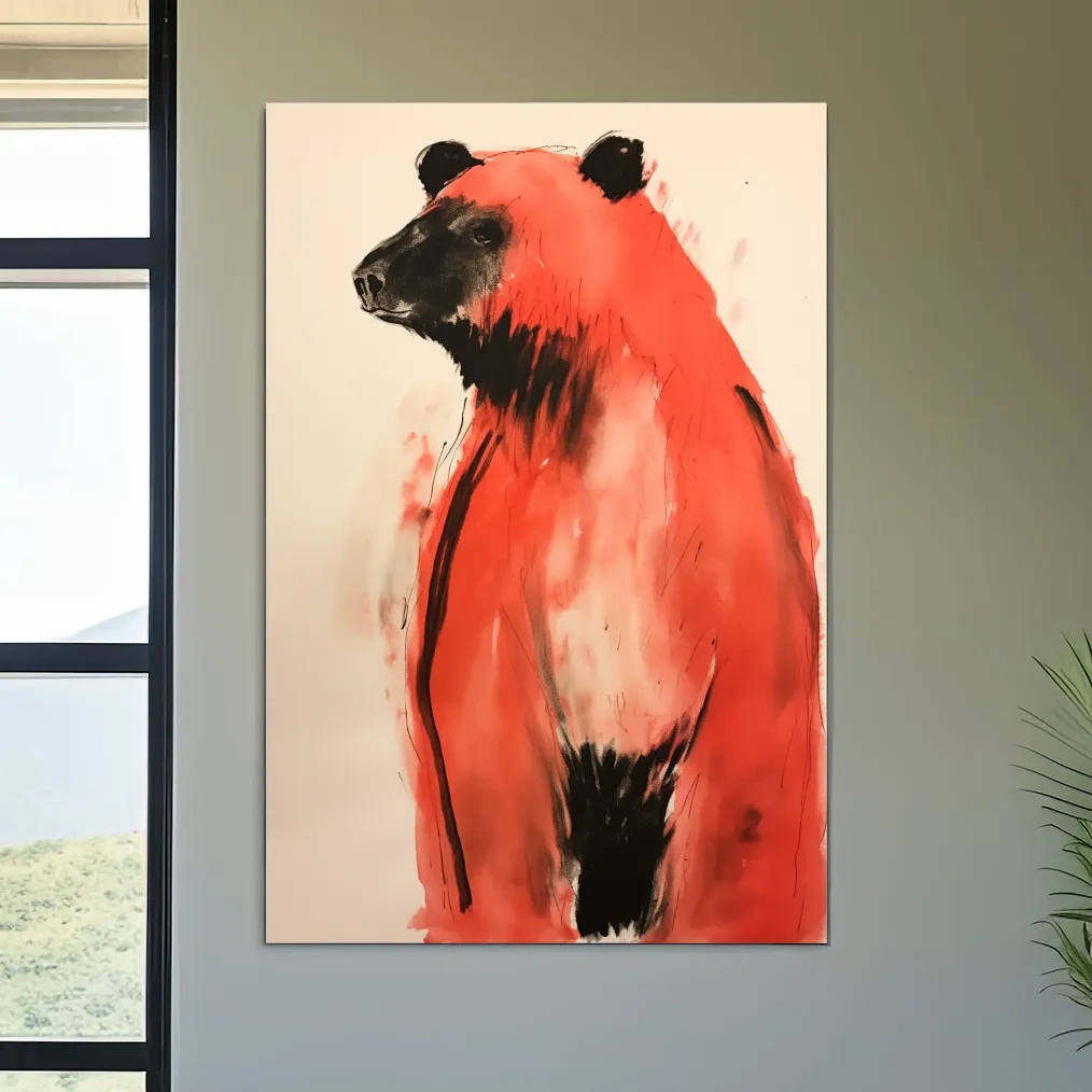 Impressionist watercolour painting of a bear