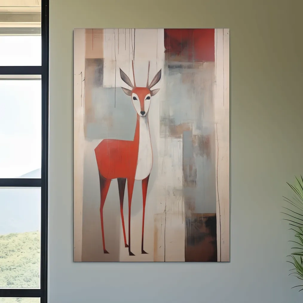 Rustic expressionist painting of a deer