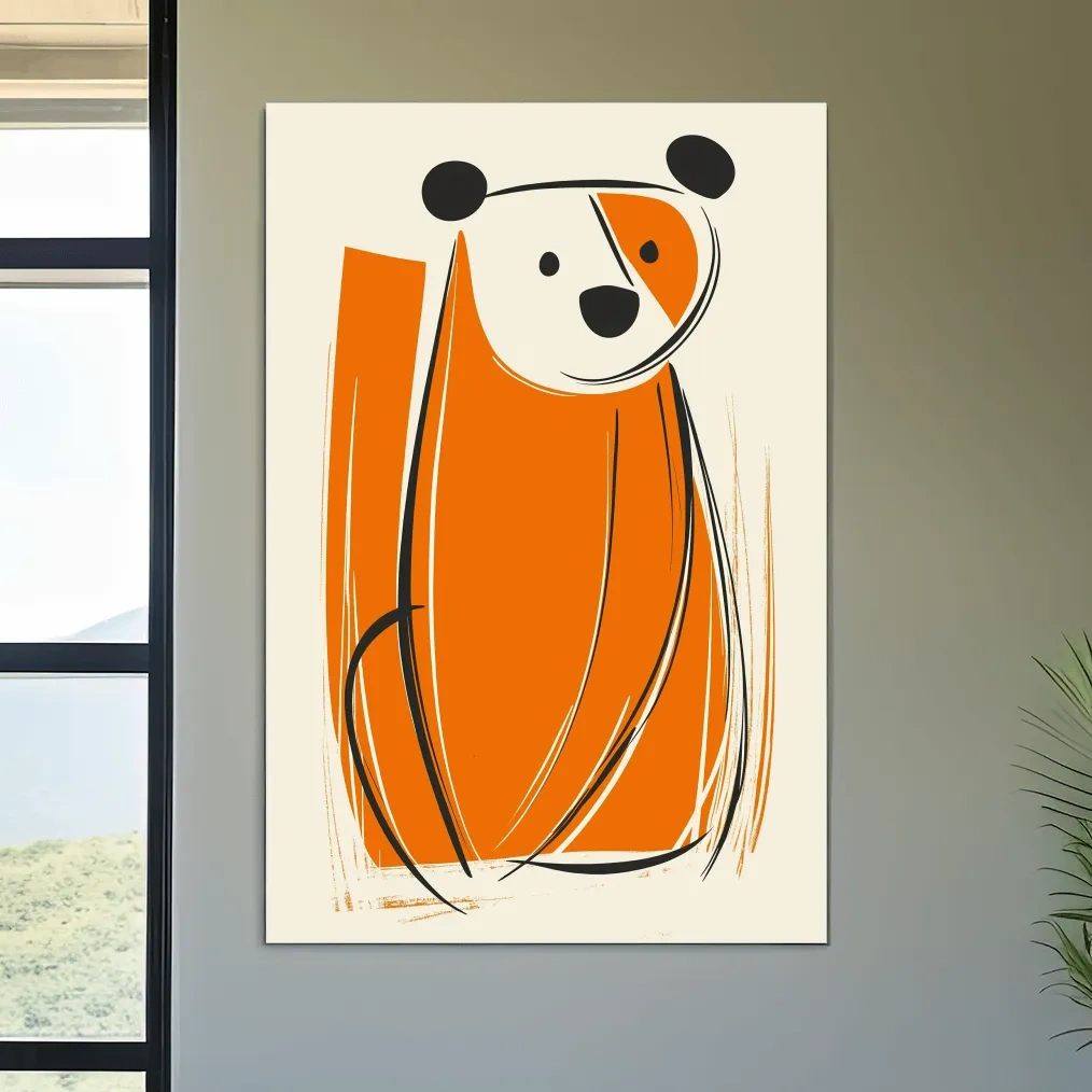 Caricature wall art illustration print of a curious cartoon bear