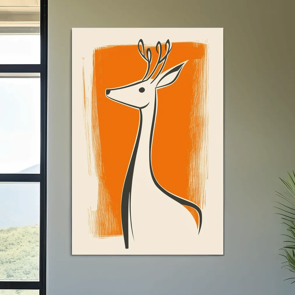 Minimalist Deer Caricature Illustration - Modern Wildlife Wall Art