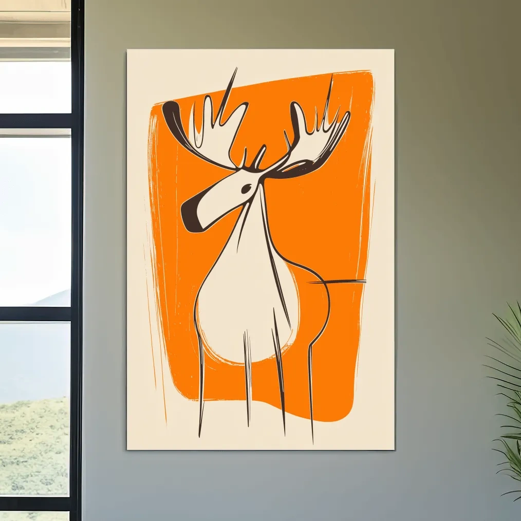 Fun caricature wall art illustration of a cartoon moose