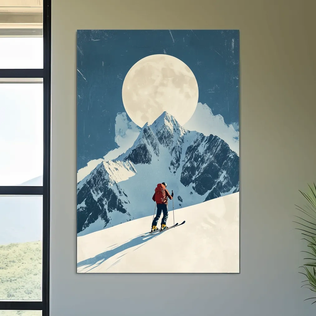 Retro style ski poster wall art