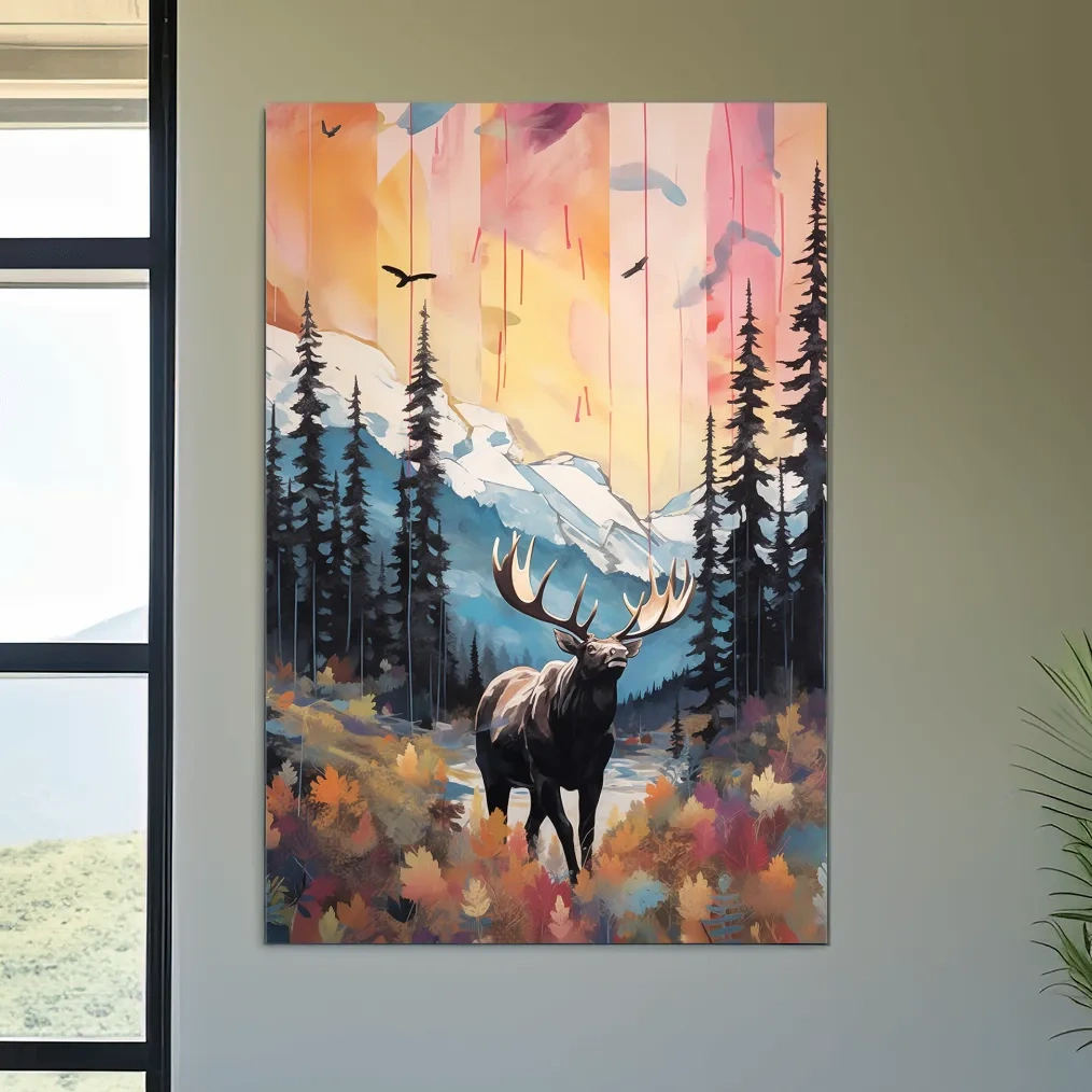 Abstract painting of a majestic moose