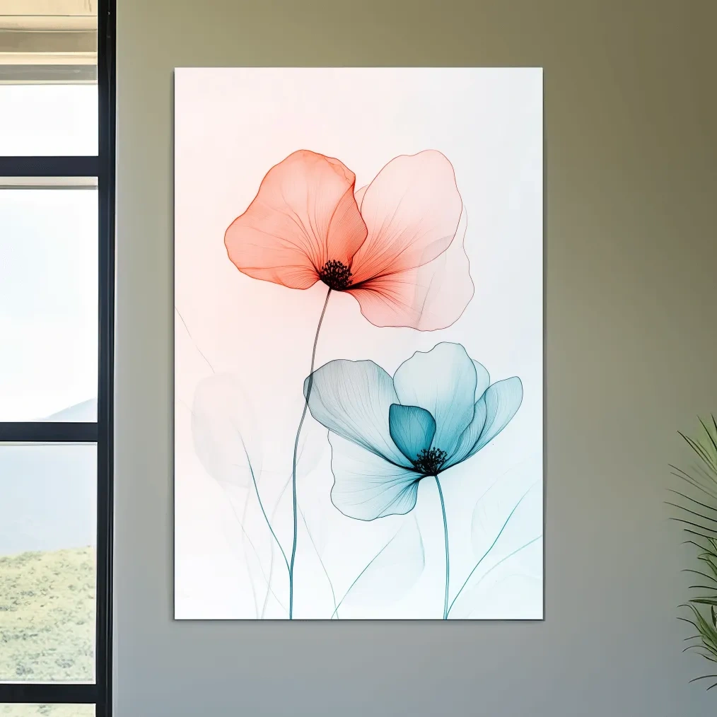 Abstract poppy art, soft watercolour print