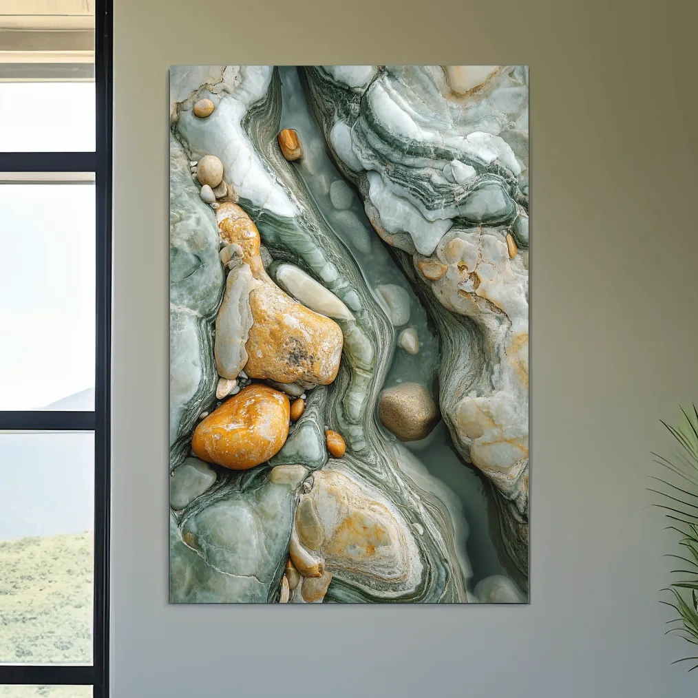 Abstract Agate Stone Riverbed Texture - Marble Geological Wall Art