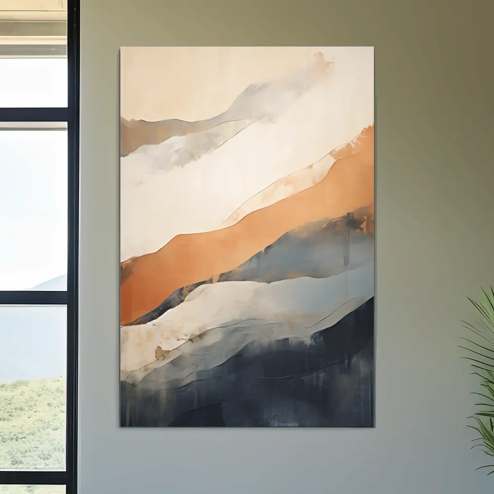 Minimalist Abstract Mountain Layers Painting - Modern Watercolor Landscape Wall Art