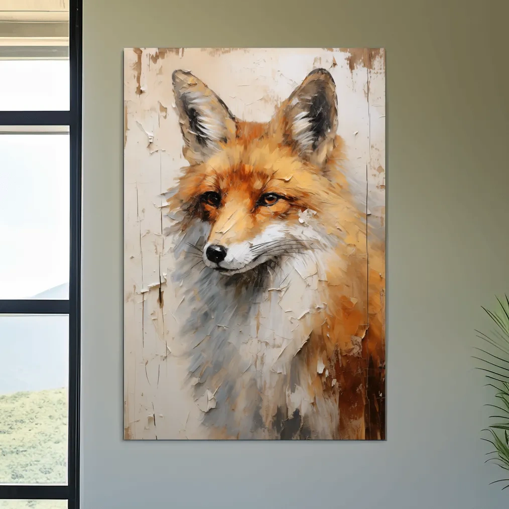 Fox Portrait Painting - Rustic Wildlife Wall Art Print