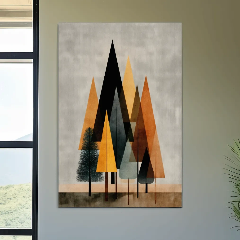 Minimalist Geometric Pine Tree Forest - Mid Century Modern Scandinavian Wall Art