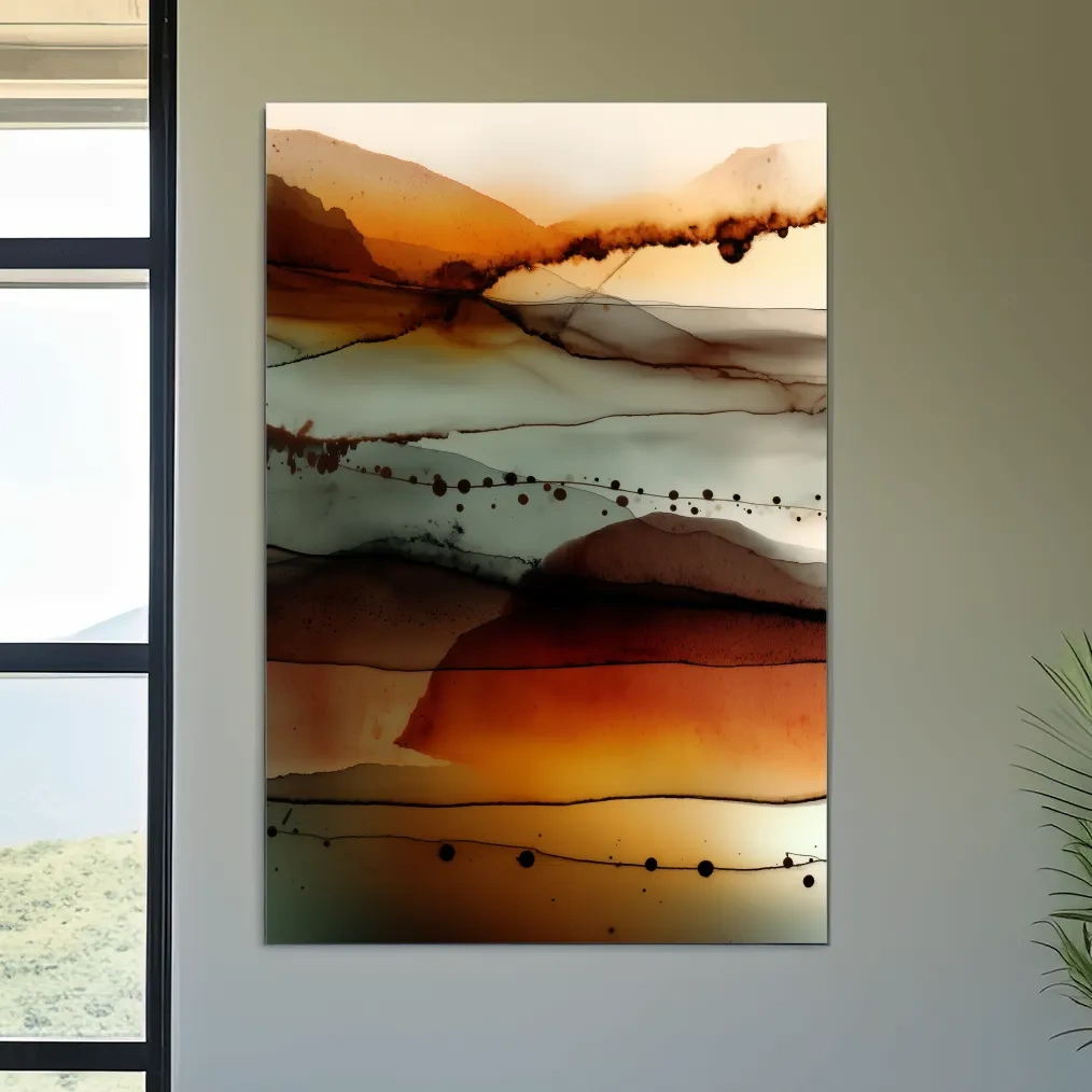 Moody Abstract Mountain Horizon Watercolor - Modern Landscape Wall Art