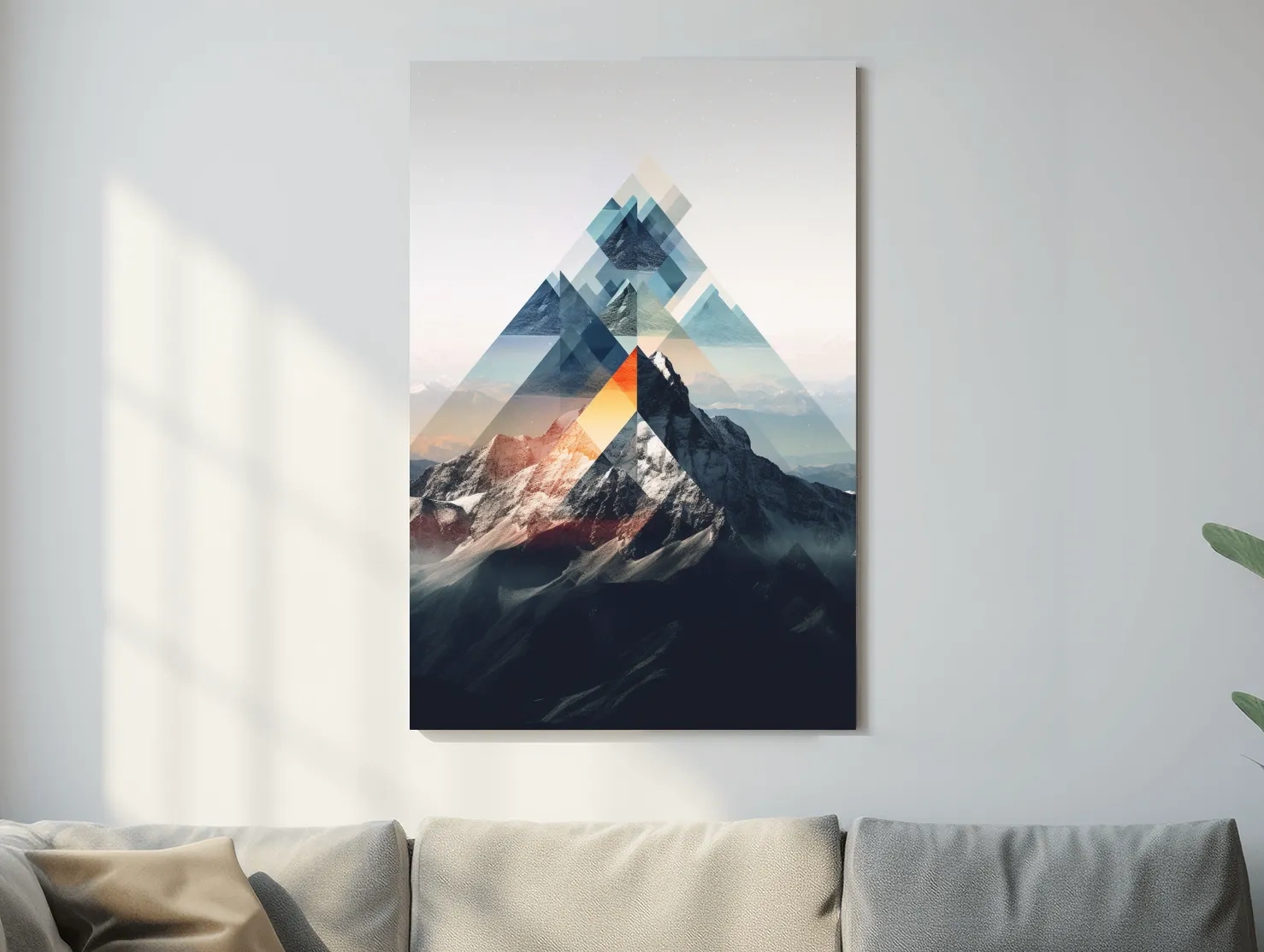 Geometric Abstract Mountain Peak Collage - Minimalist Landscape Artwork