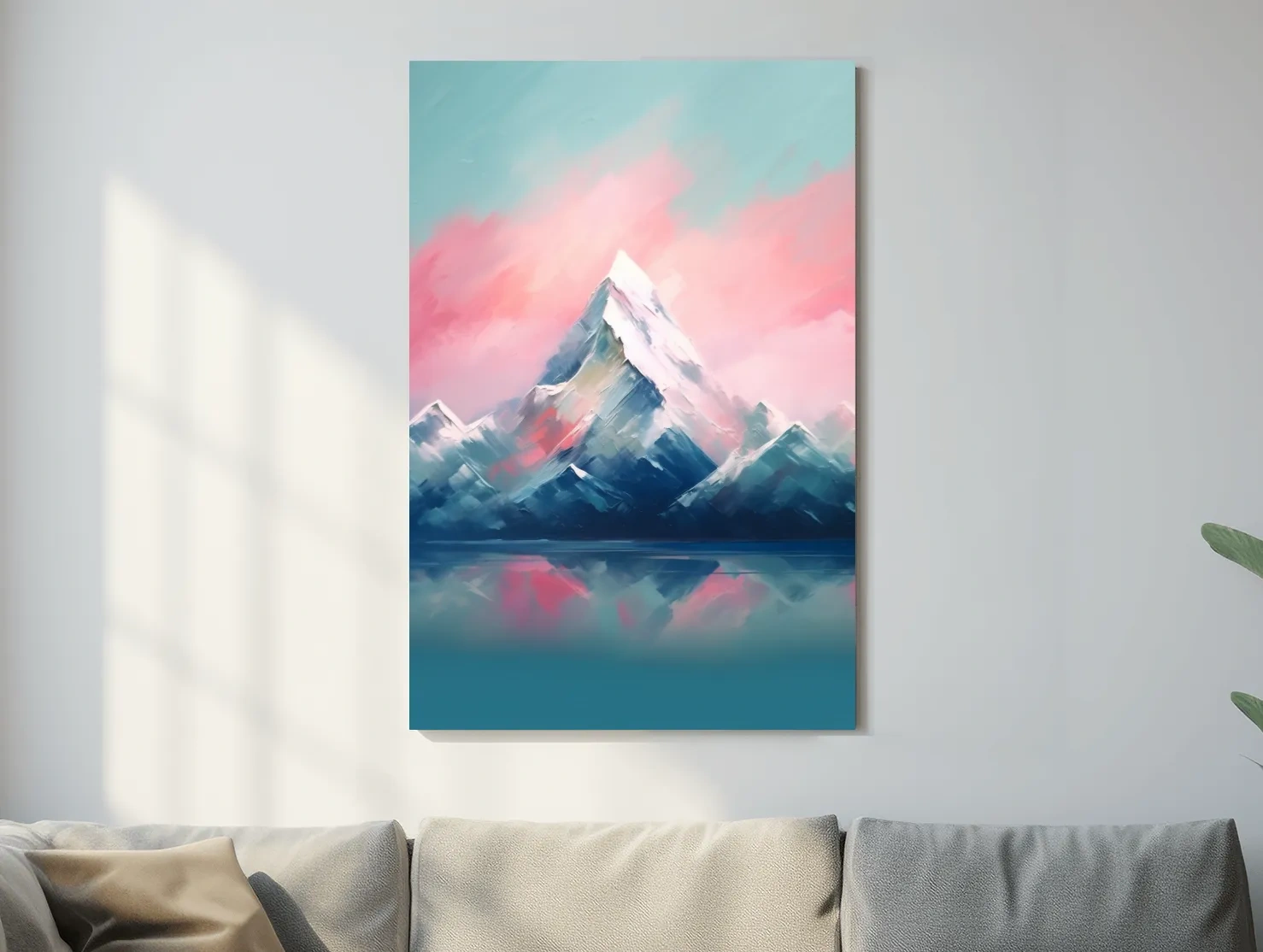 Pastel Alpine Peak Painting - Impressionism Watercolor Mountain Wall Art