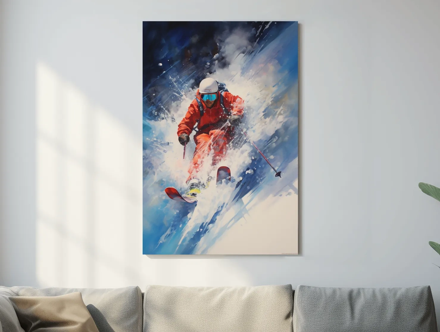Powder Skier Dynamic Painting - Winter Sports Wall Art
