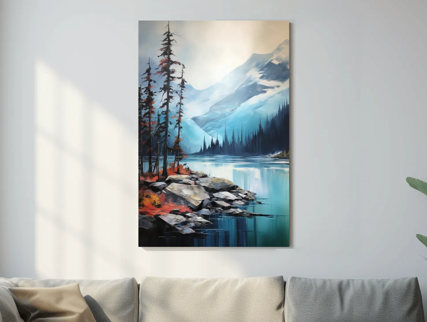 Turquoise Alpine Lake And Mountain Watercolor - Serene Forest Wall Art