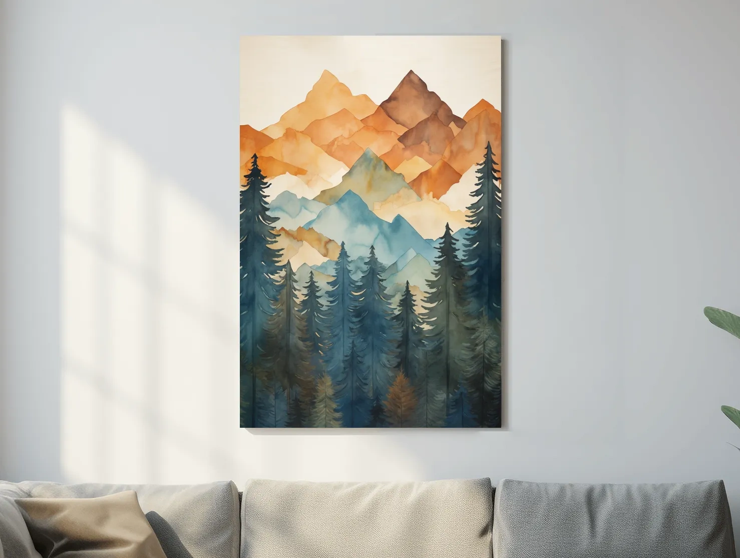 Alpine Mountains Pine Forest Watercolor - Nature Landscape Wall Art