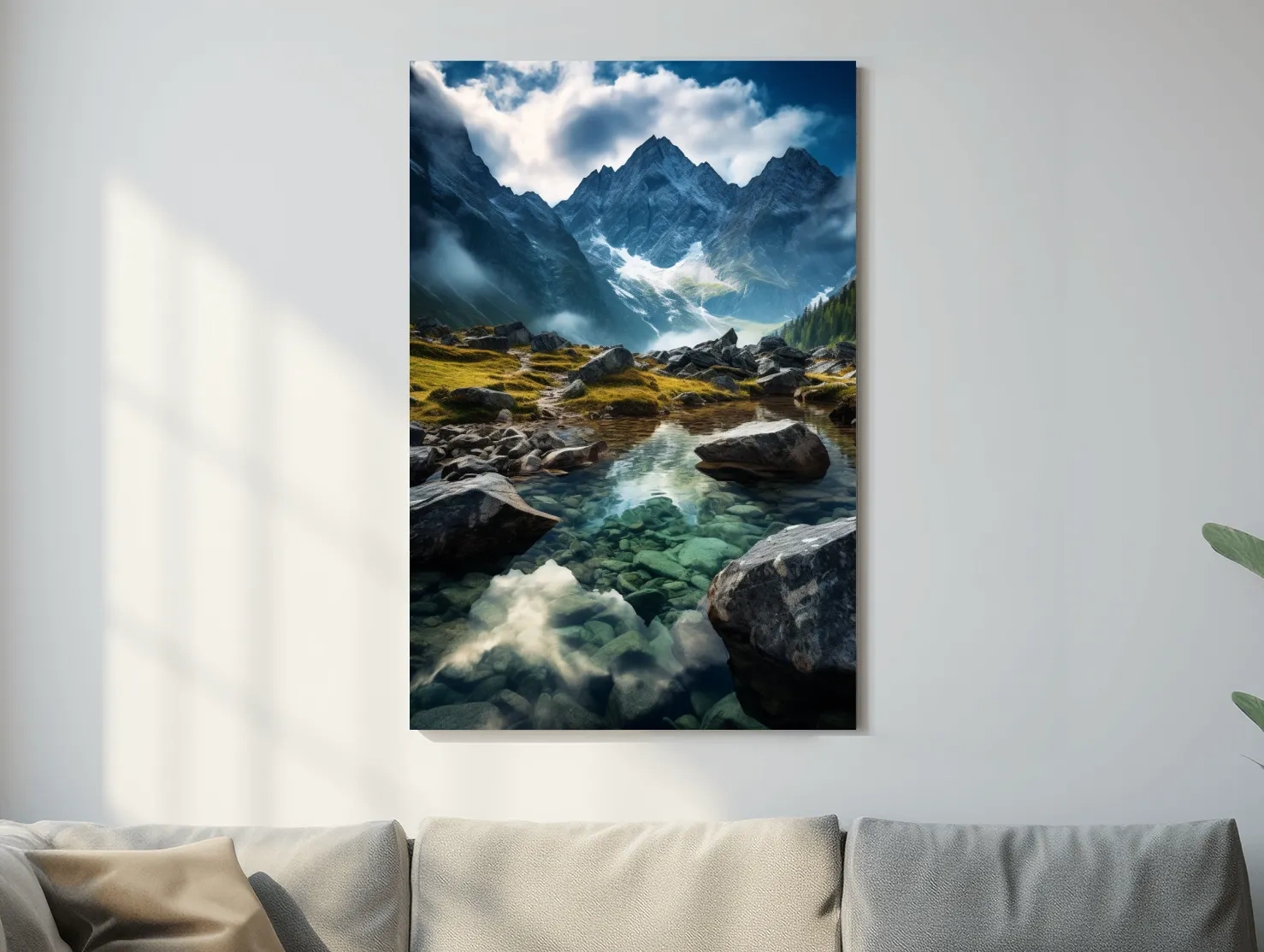 Moody Alpine Mountain Lake Reflection - Dramatic Landscape Photography Wall Art