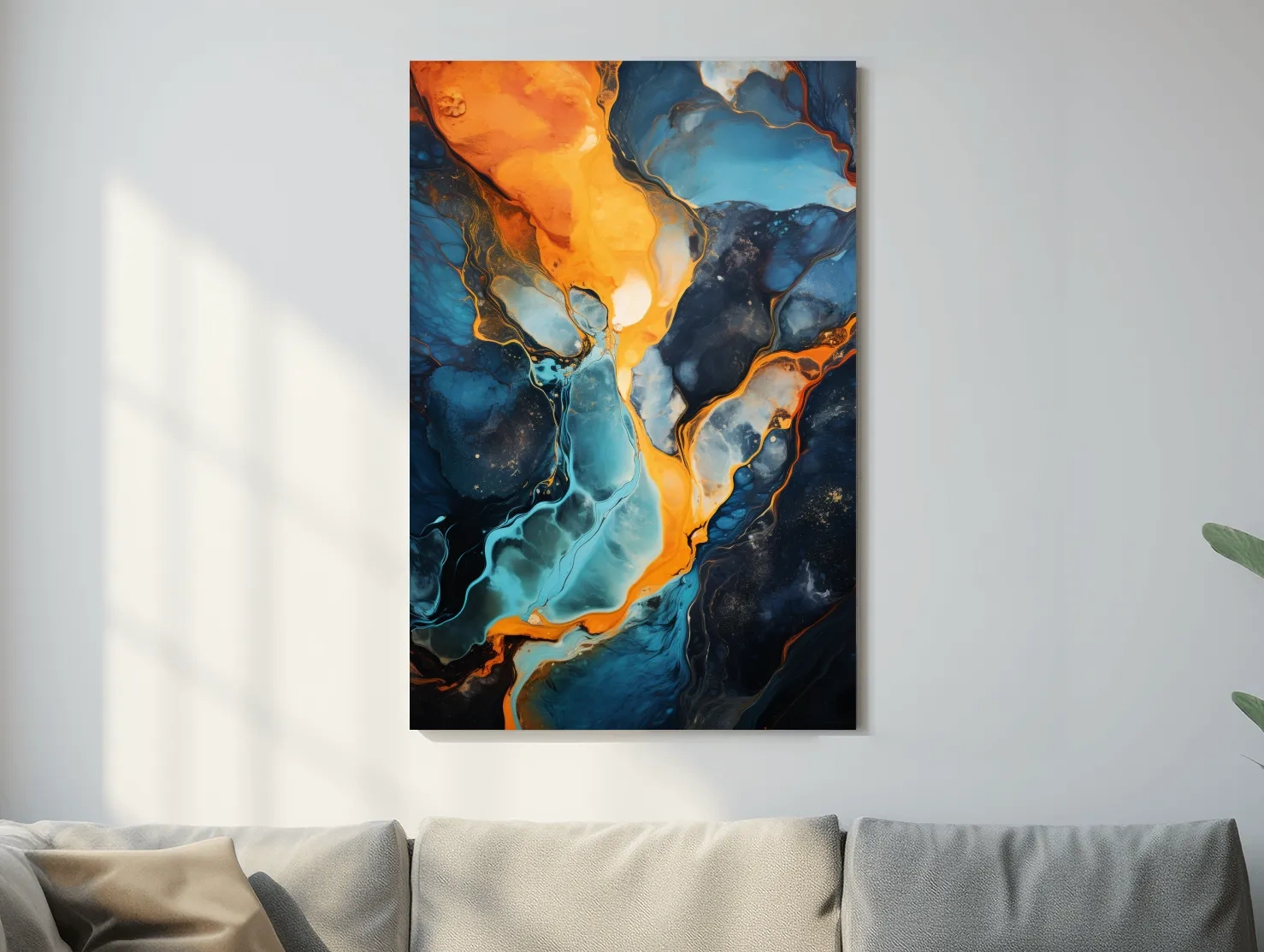 Vibrant Fluid River Abstract Painting - Alcohol Ink Style Wall Art
