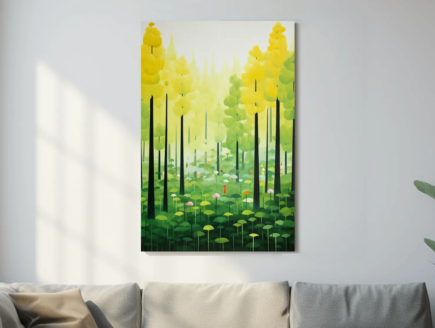 Whimsical Colorful Forest Painting - Surreal Botanical Wall Art