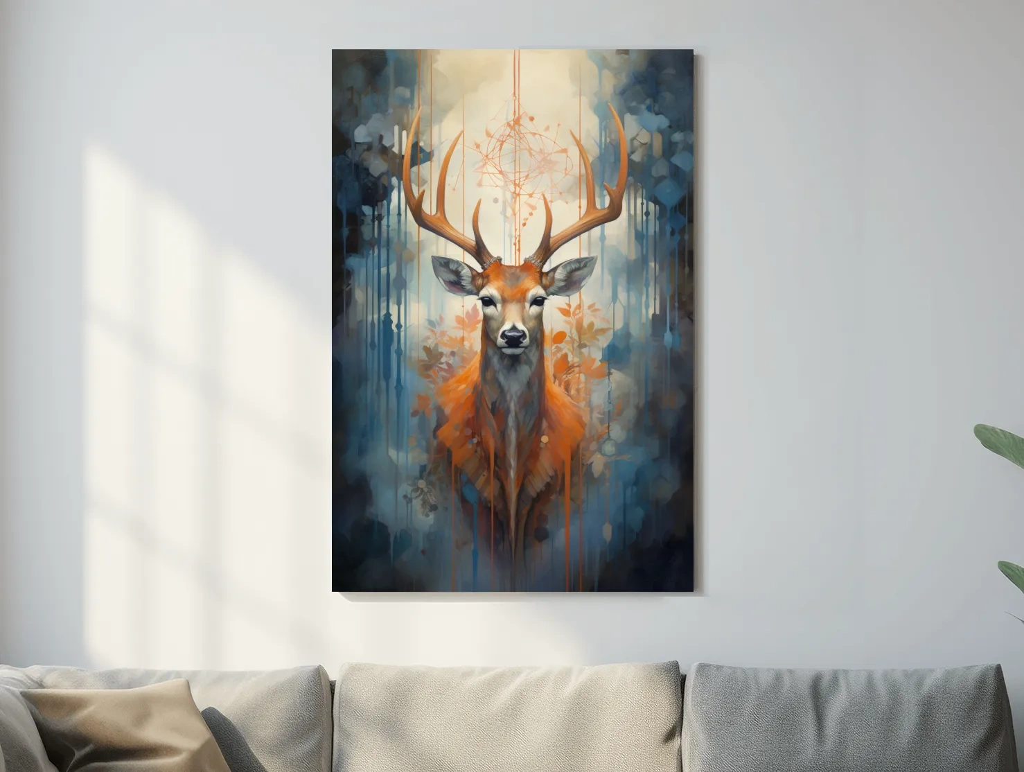 Abstract painting of a majestic deer head