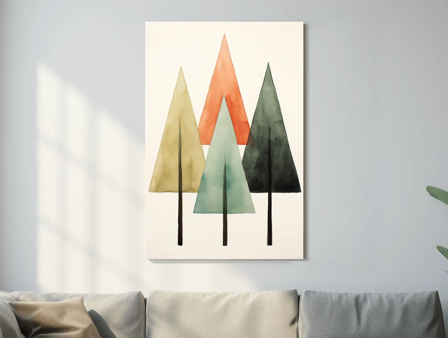 Minimalist Watercolor Pine Tree Trio - Scandinavian Forest Wall Art