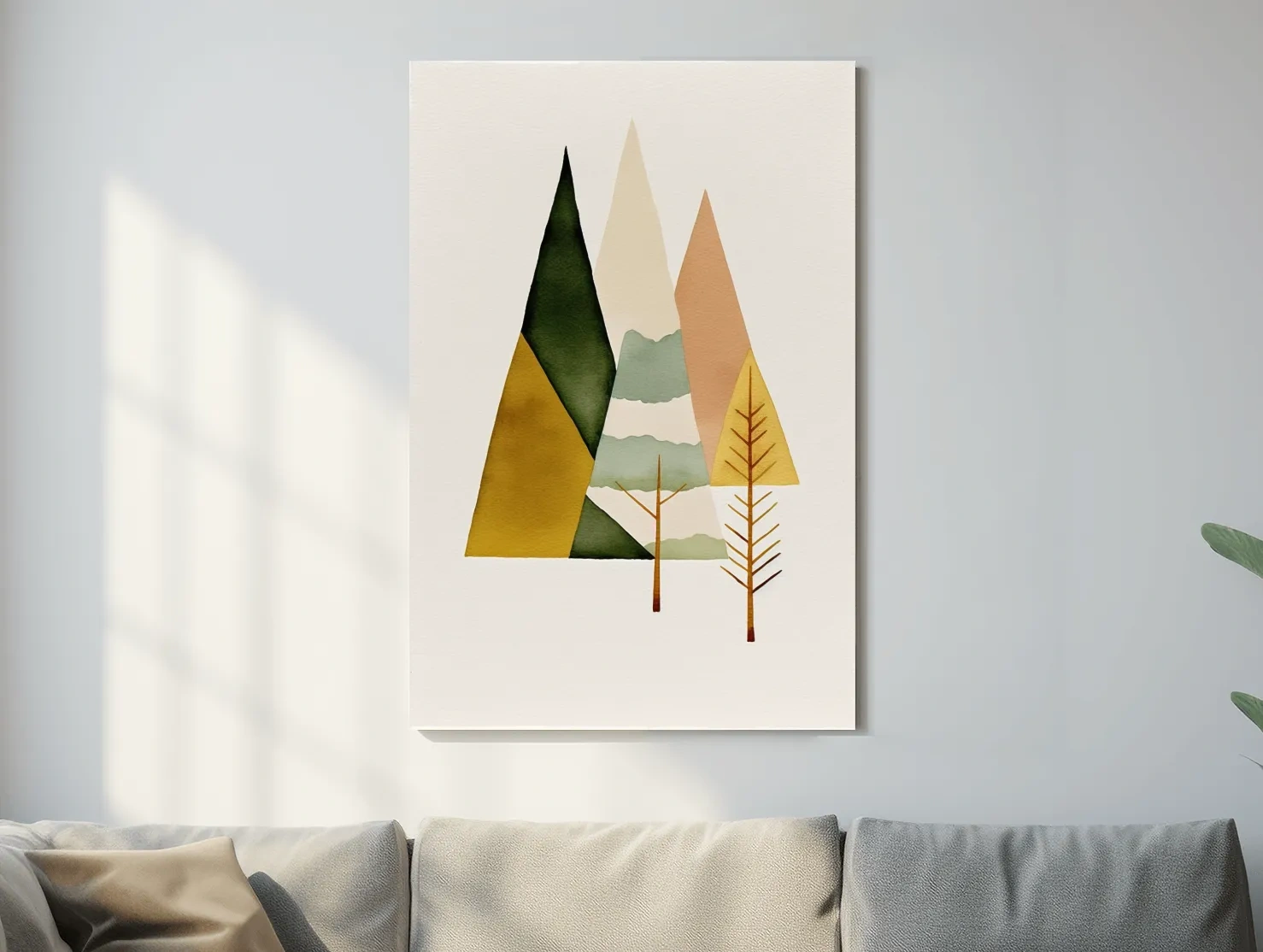 Rustic boho mountain and tree art print