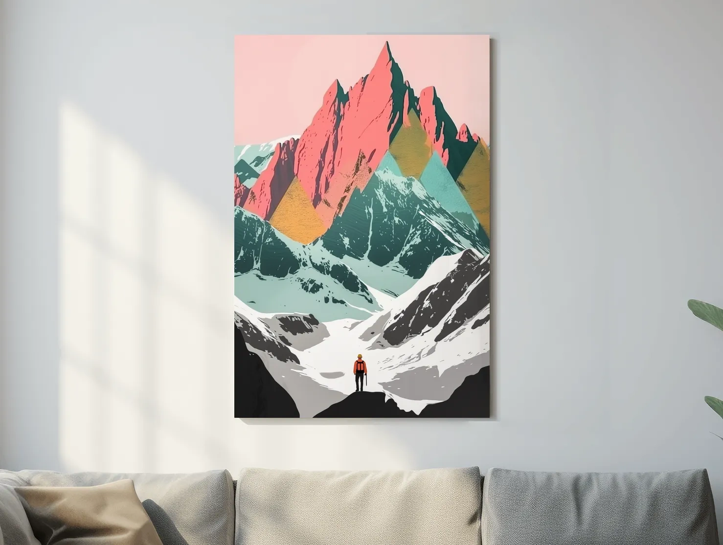 Vibrant Alpine Peaks Illustration - Colourful Mountain Wall Art
