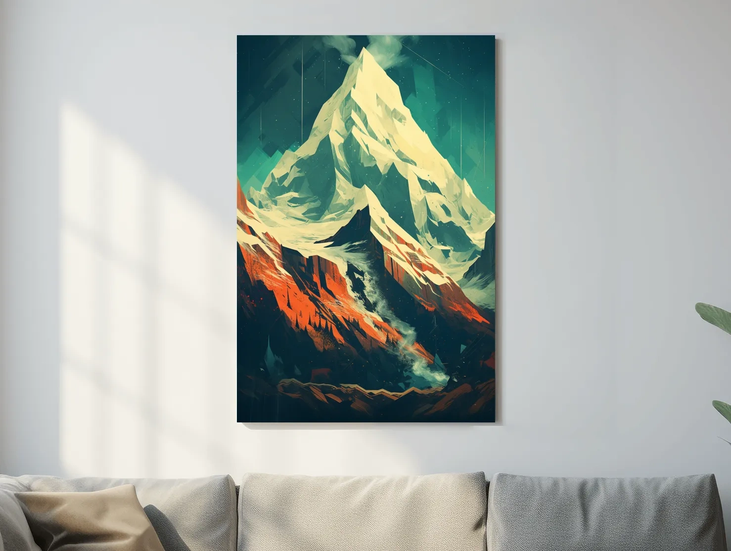 Retro Geometric Glacier Mountain Peak Artwork - Alpine Landscape Wall Art