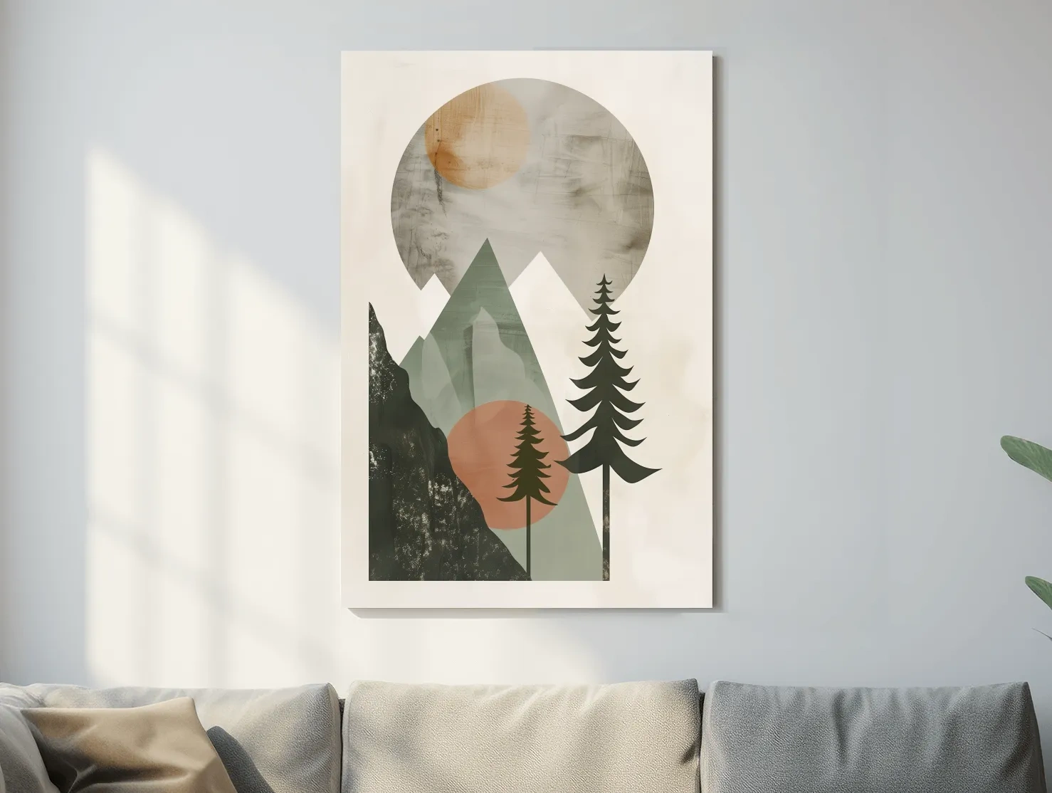 Minimalist Scandinavian Mountain Pines Landscape - Modern Boho Wall Art
