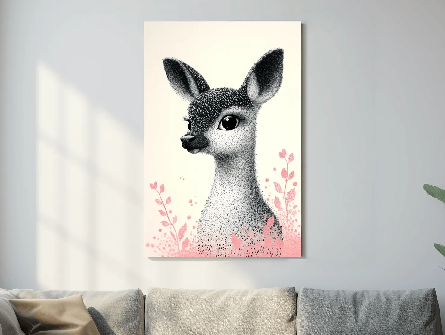 Cute Baby Deer Portrait Illustration - Childrens Nursery Animal Wall Art