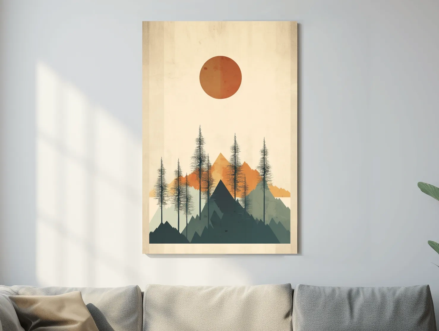 Minimalist Mountain Landscape Illustration - Modern Scandinavian Wall Art