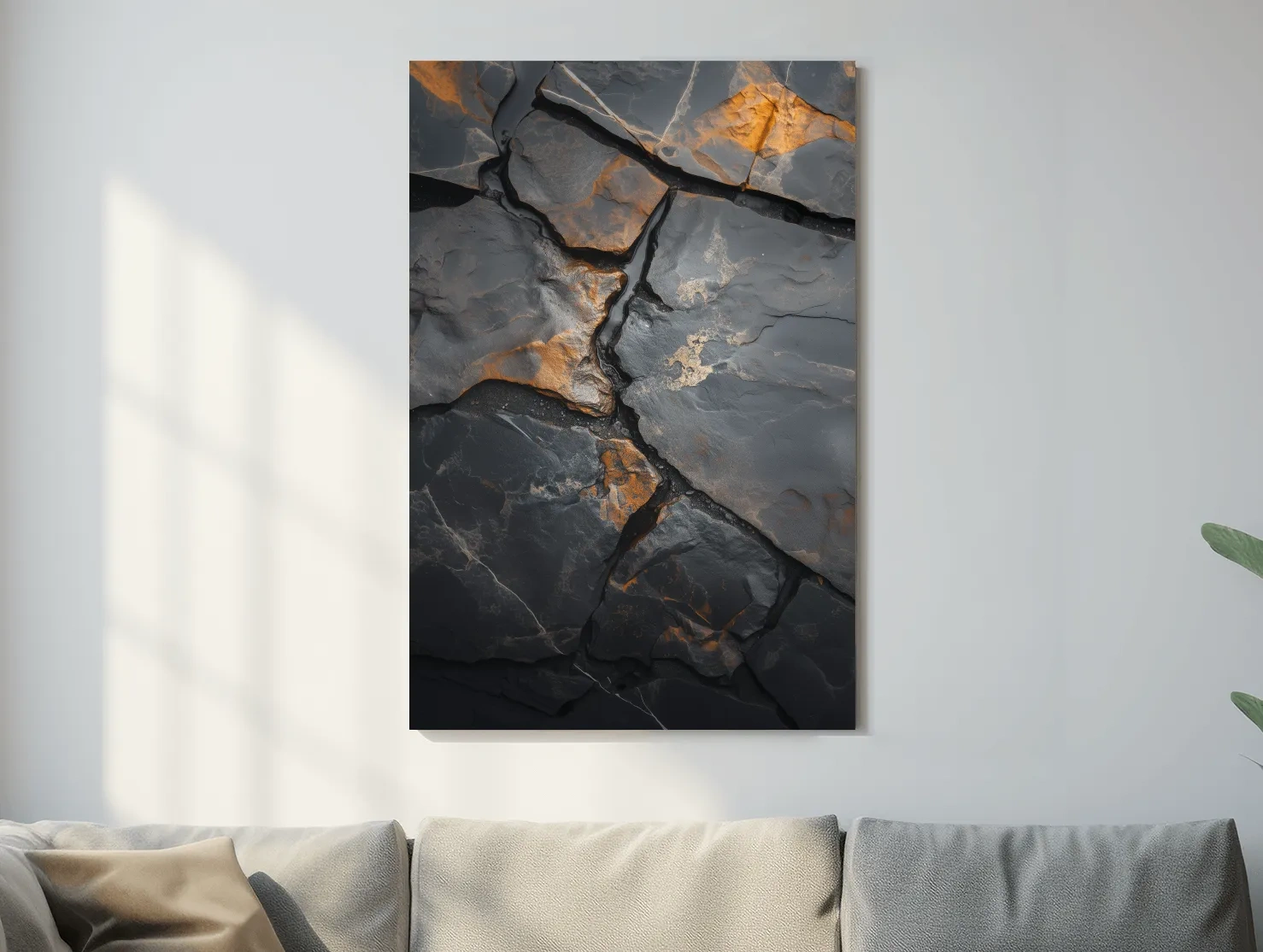Charcoal Slate Stone Texture Organic Artwork - Modern Abstract Geology Wall Art