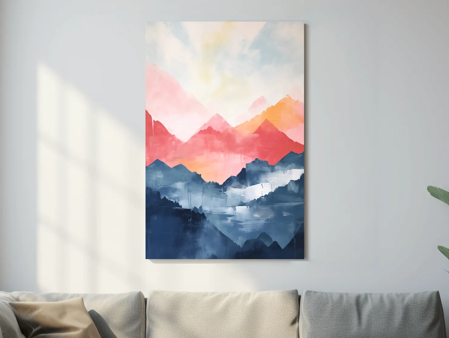 Colorful Abstract Mountain Sunrise Watercolor - Vibrant Pastel Landscape Wall Art