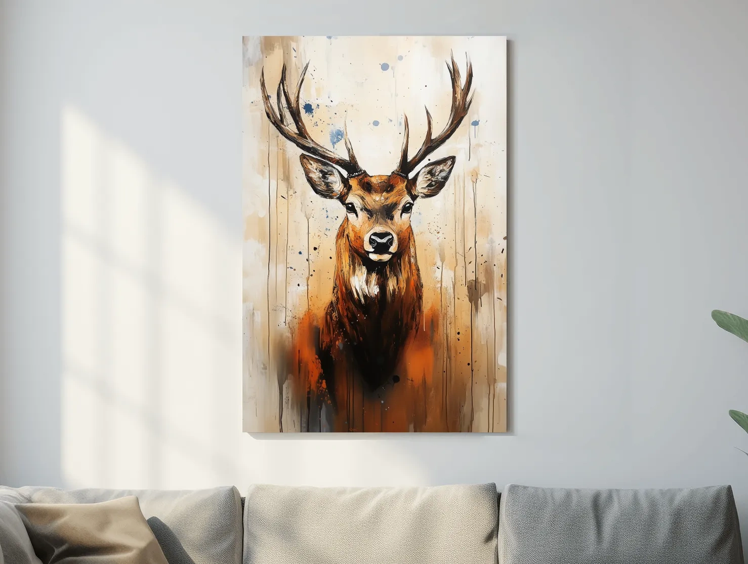 Impasto Style Deer Stag Portrait - Rustic Wildlife Wall Art