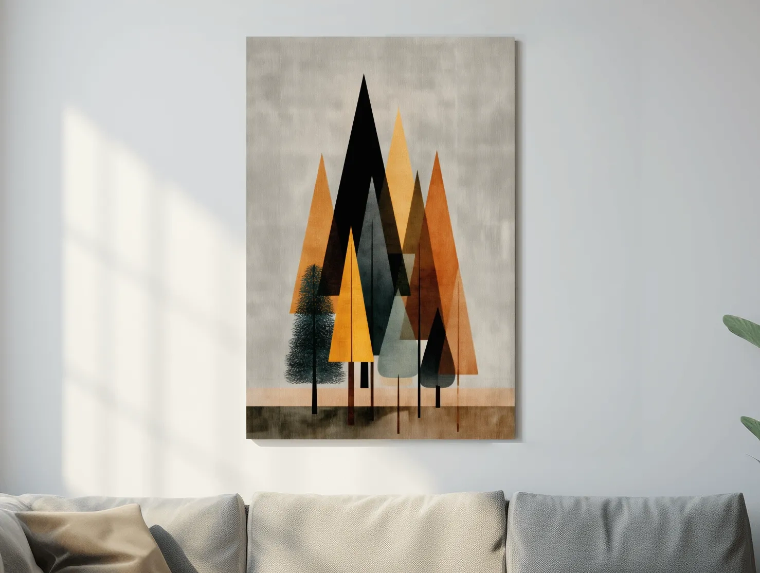 Minimalist Geometric Pine Tree Forest - Mid Century Modern Scandinavian Wall Art