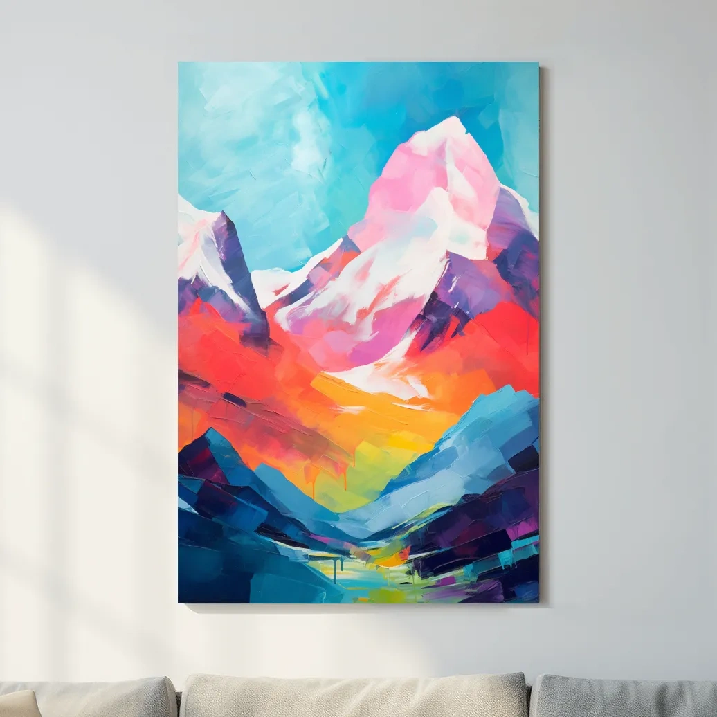 Colourful abstract mountain painting