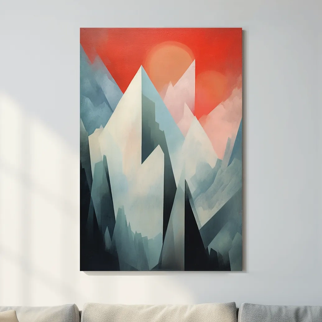 Abstract suprematism mountain painting