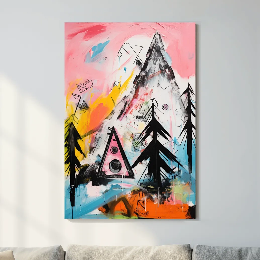Abstract colorful mountain painting