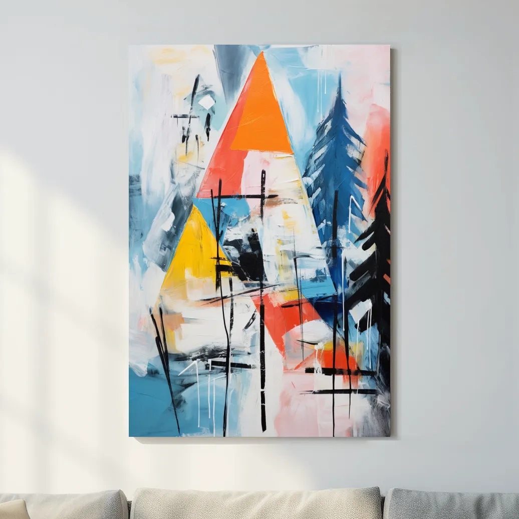 Abstract dripping mountain painting