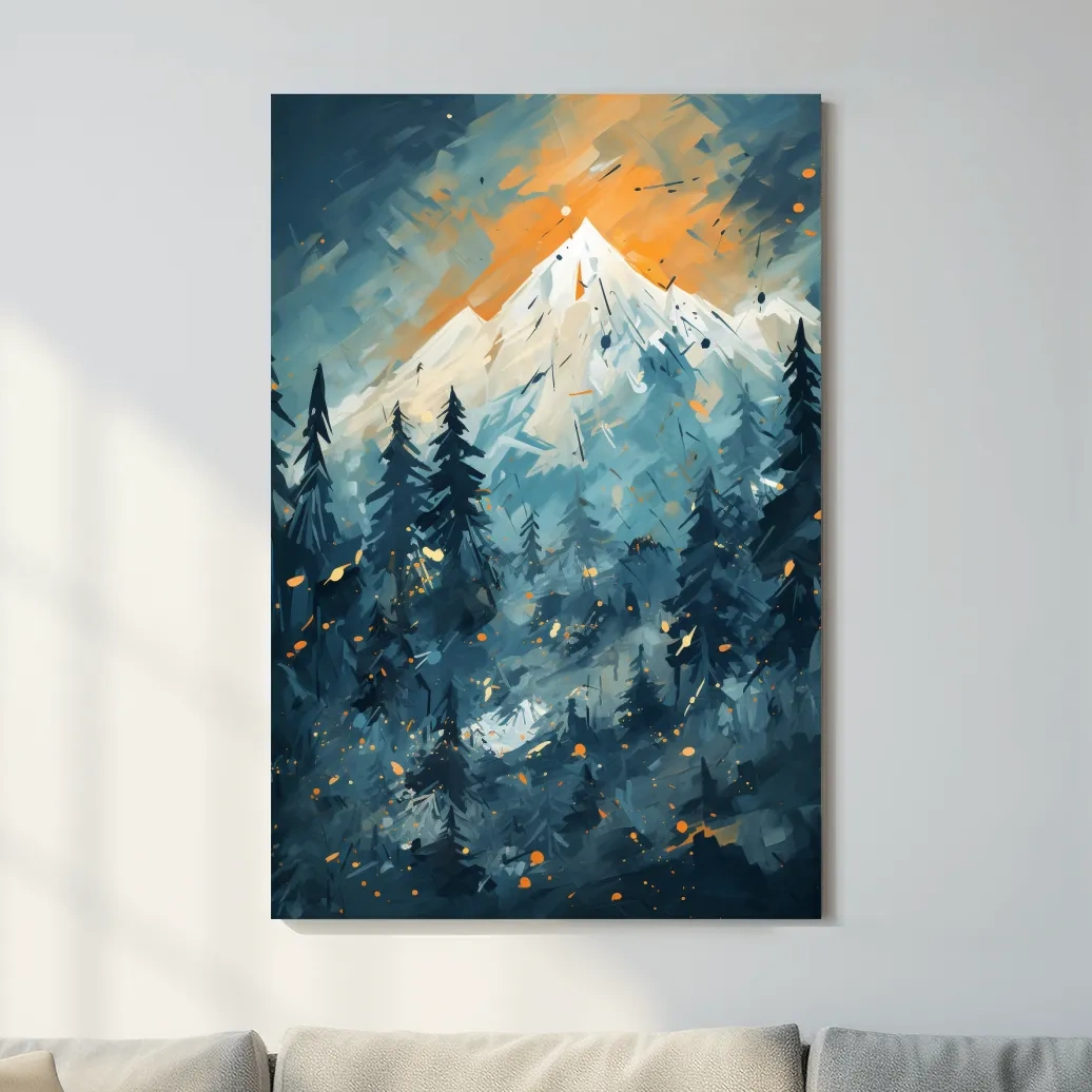 Dynamic mountain sunset art