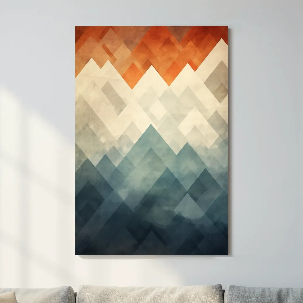 Mid century art, triangular mountain patterns