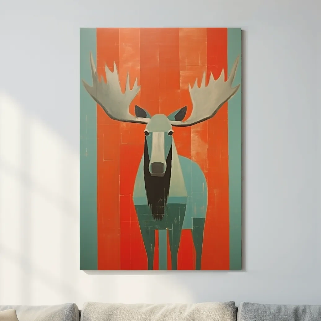 Rustic painting of a moose on wood