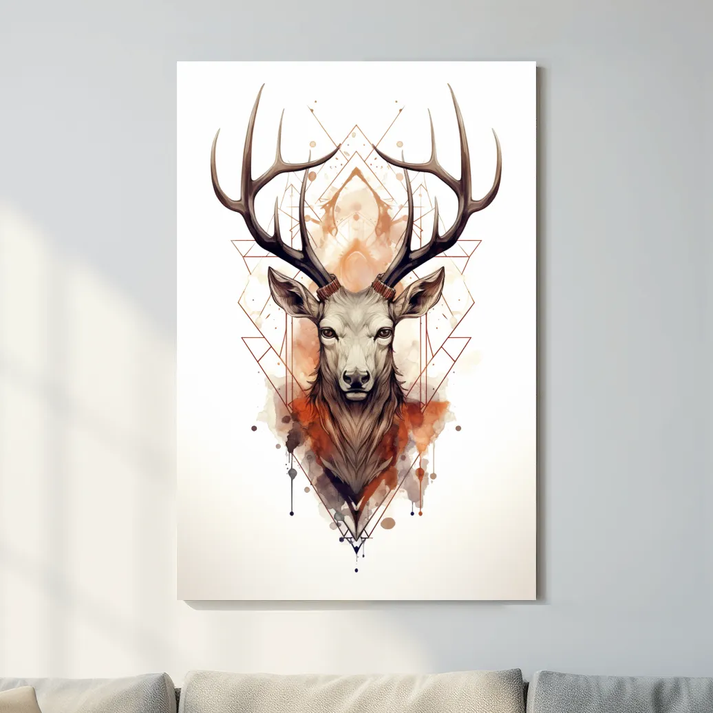 Ornate patterned illustration of a deers head