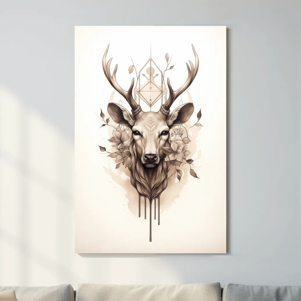 Minimal illustration of an ornate deers head