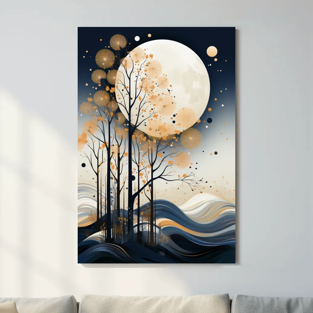 Elegant illustration of a forest under the night sky