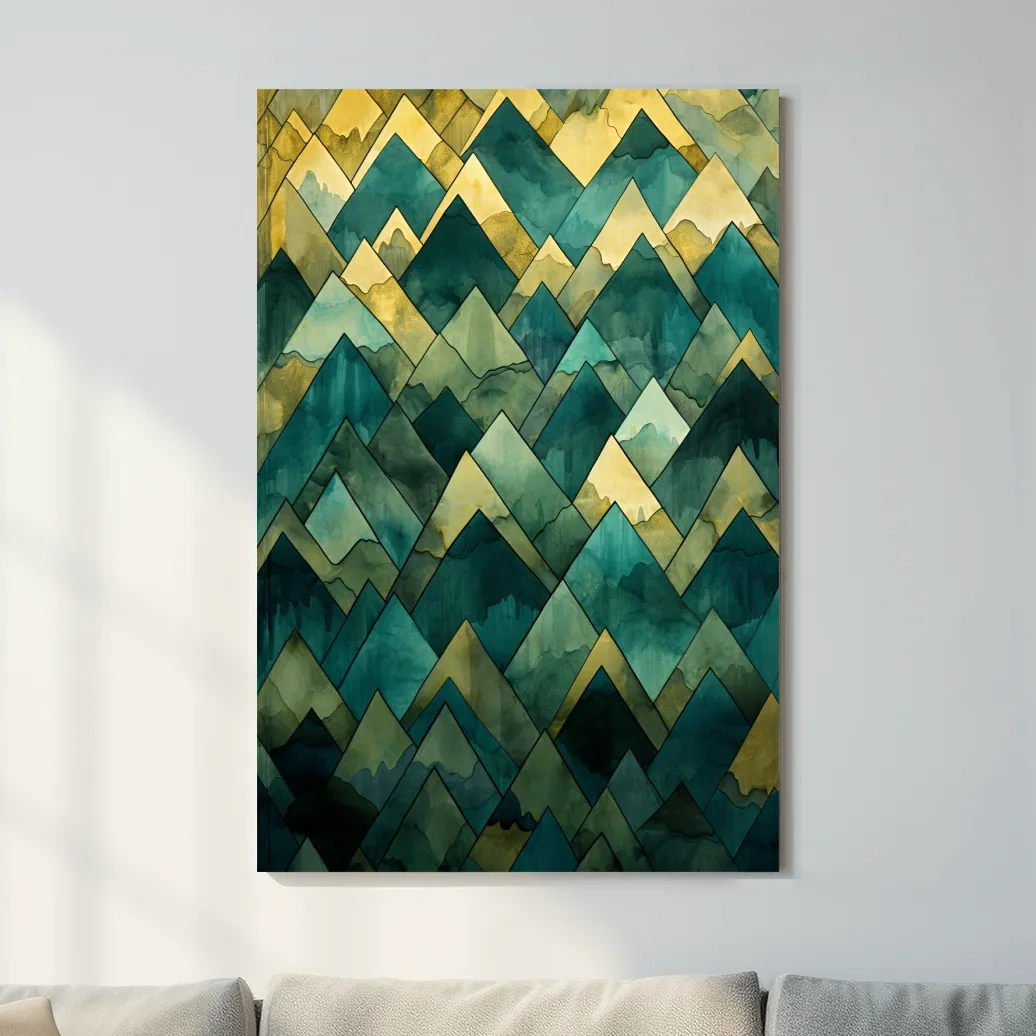 Patterns of triangular snow capped mountain art