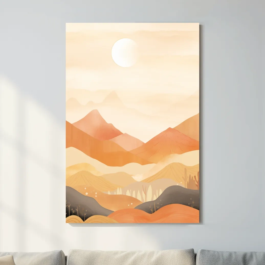 Watercolour illustration of subtle mountain shapes in the mist