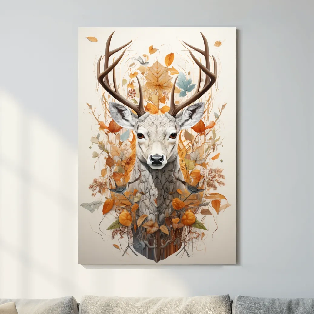 Ornate deer head, coat of arms emblem style artwork